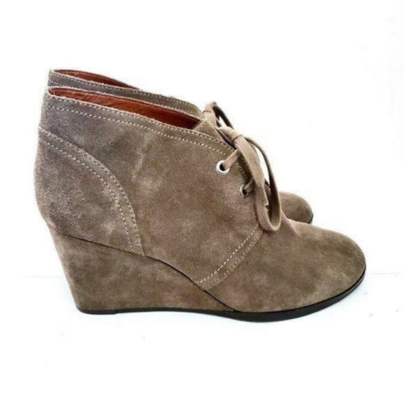 Lucky Brand Seleste Lace Up Wedge Booties Ankle Boots Sz 11 Taupe Brindle 41 EU - Picture 5 of 10